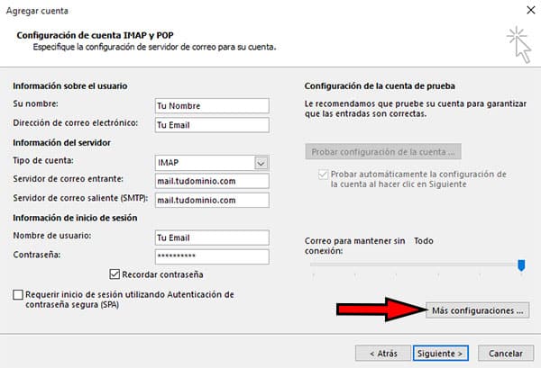 Outlook Más Configuraciones